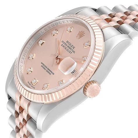 rose gold rolex datejust 36|Rolex 36mm Datejust diamond bezel.